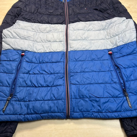 Tommy Hilfiger Color Block Puffer Jacket Mens XL Full Zip Lightweight - Picture 4 of 16